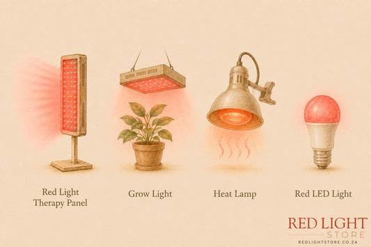 red light therapy panel compared to grow light heat lamp led